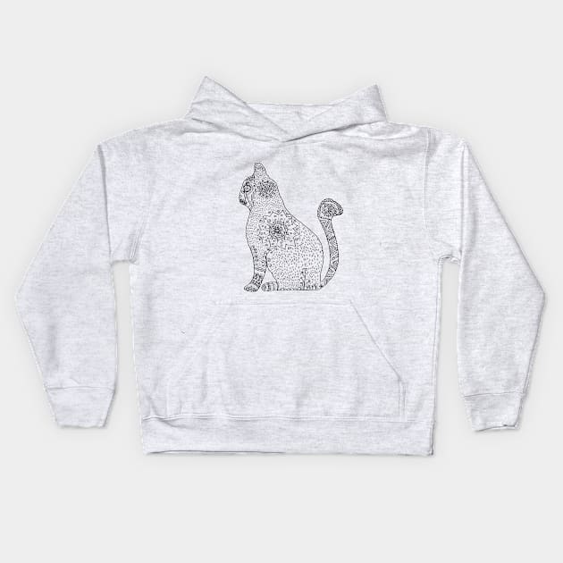 Mandala Cat Kids Hoodie by Manitarka